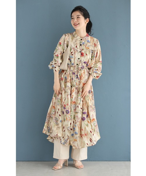 cawaii ワンピース 季節を彩る花集めティアードロングワンピース（紐