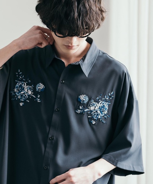 週末お値下げEL MIDAS スワロフスキー刺繍 半袖シャツ 1月〜2月納期】【受注生産】【 半袖 】【 ESG-01S-MU 】【 S/S