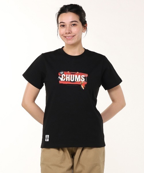 CHUMS チャムス トップス Tシャツ 半袖Tシャツ チャムスピザボックスTシャツ レディース レトロ USAコットン100％ CH11-2518 CHUMS Pizza Box T-Shirt/チャムスピザボックスTシャツ(トップス