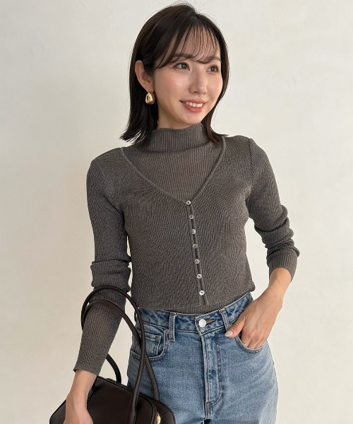 【新品未使用タグ付き】anuans シアーラメリブニットトップス anuans tシャツ シアーラメリブニットトップス レディース