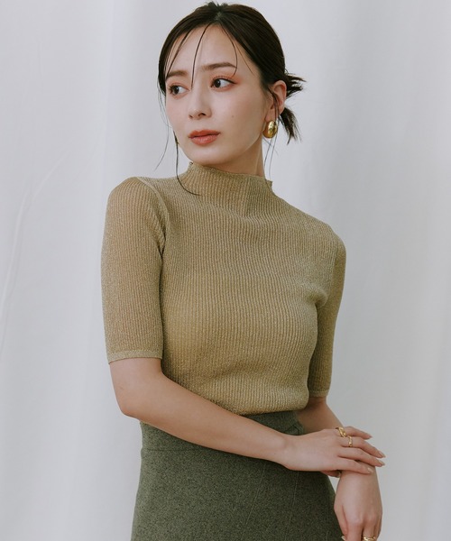 【新品未使用タグ付き】anuans シアーラメリブニットトップス anuans tシャツ シアーラメリブニットトップス レディース