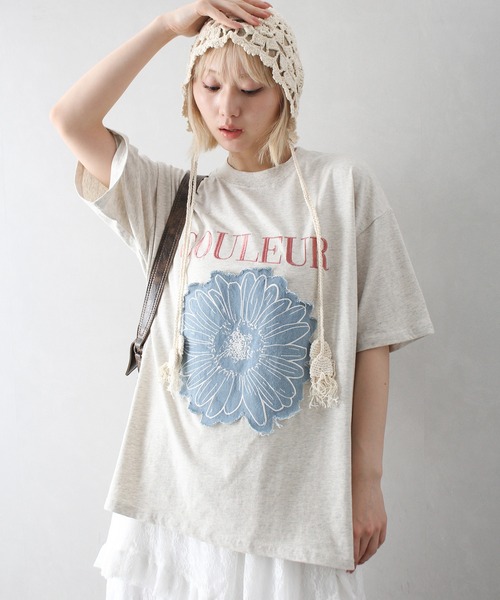 tシャツ デニムコンビネーションTシャツ レディース DENIM COMBINATION T-SHIRT — aulaaila