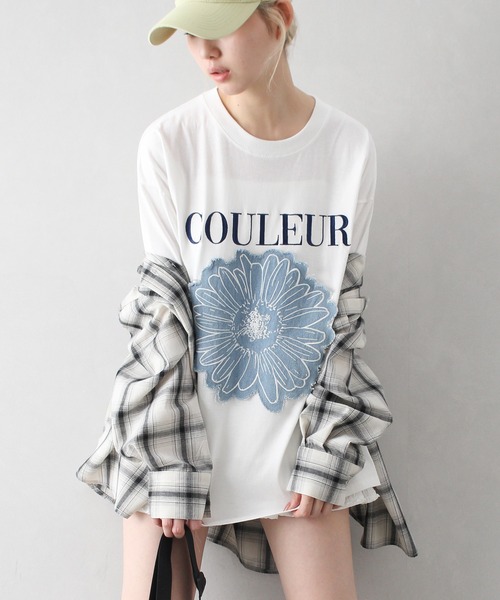 tシャツ デニムロゴTシャツ「洗濯機で洗える」 レディース any FAM 【洗濯機可/接触冷感/UVケア】オーガビッツロゴ・フォト