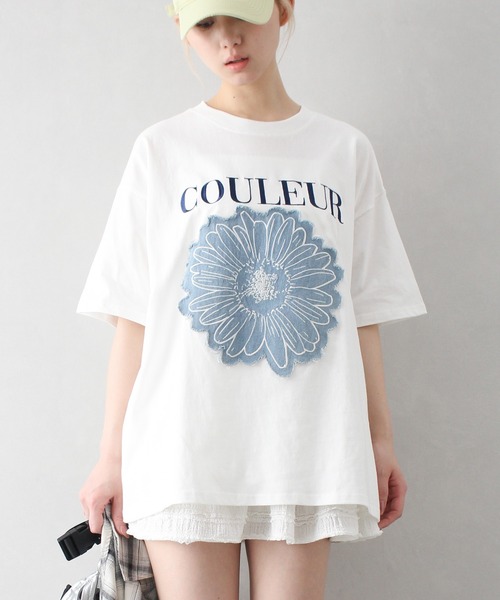 2754　こちらは専用です SpRay tシャツ デニムフラワーロゴTシャツ レディース