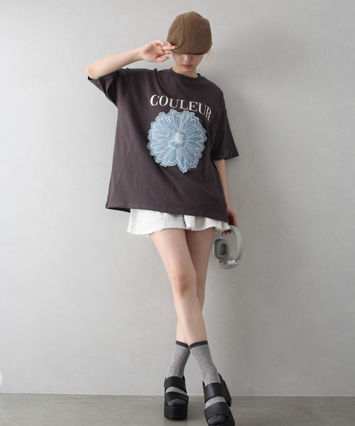 tシャツ デニムロゴTシャツ「洗濯機で洗える」 レディース any FAM 【洗濯機可/接触冷感/UVケア】オーガビッツロゴ・フォト