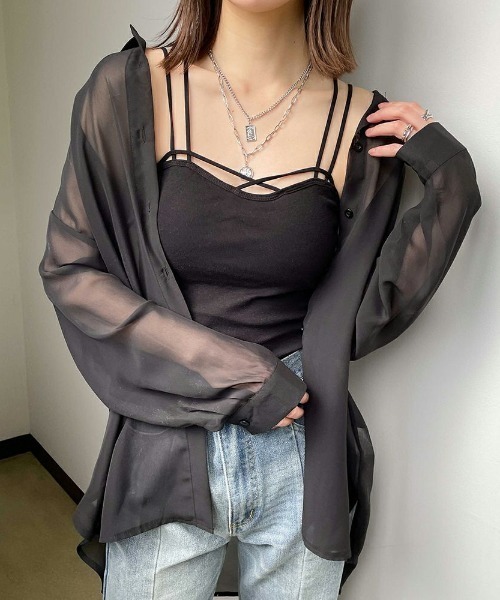 2/2限定値下【新品】 SUKALA リブデニムロングキャミソール ネイビー