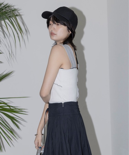 タンクトップ ノースリーブ 配色メロウ テレコタンク レディース Eimee Law タンクトップ ノースリーブ 配色メロウ テレコタンク