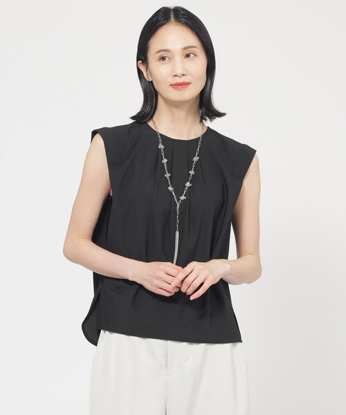 tシャツ 「ウォッシャブル」トリコットタックデザインカットソー レディース