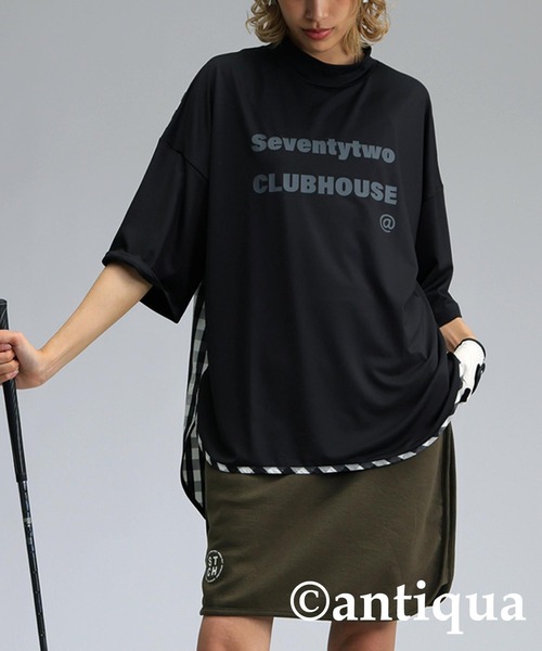 アンティカ チェック切り替え タートル トップス antiqua tシャツ 「STCH」チェック切り替えトップス レディース