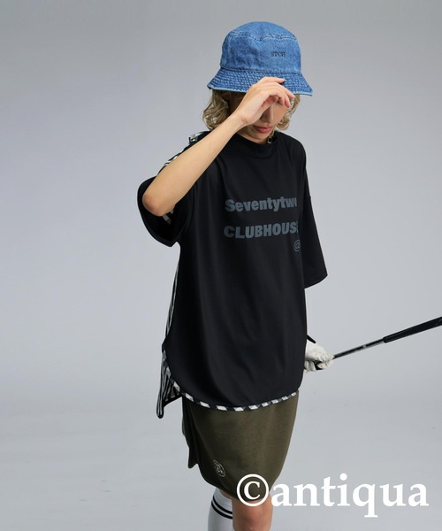 antiqua tシャツ 「STCH」チェック切り替えトップス レディース