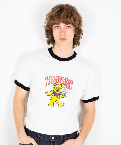 HYSTERIC GLAMOUR tシャツ FIRE BEAR GLITTER Tシャツ メンズ