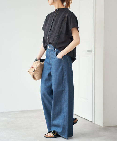spick&span ケミカルレースフレンチブラウス Spick＆Span ブラウス シャツ ケミカルレースフレンチブラウス