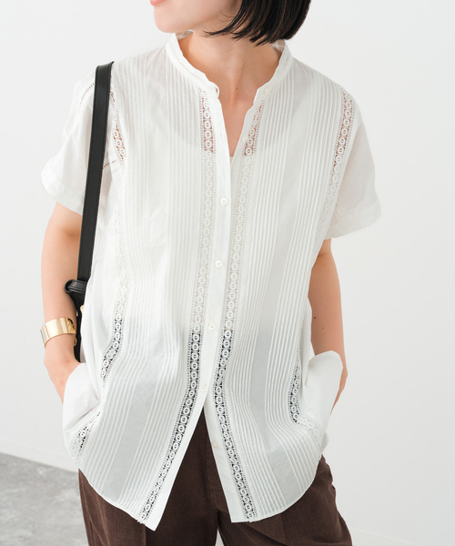 Spick＆Span ブラウス シャツ ケミカルレースフレンチブラウス