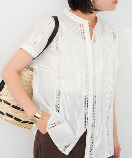 Spick＆Span ブラウス シャツ ケミカルレースフレンチブラウス