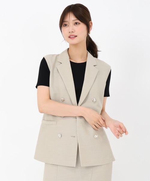 新品♡MACHATT♡マチャット♡テーラードベスト、ベージュ MISCH MASCH ベスト ジレ 2025春夏新作 麻調メッシュジレ
