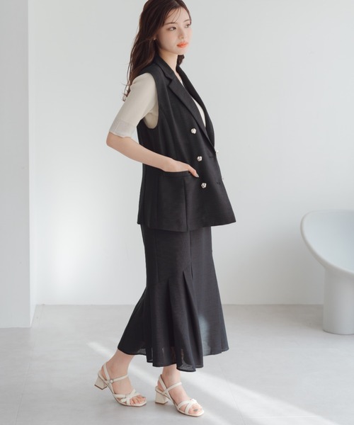 MISCH MASCH ベスト ジレ 2025春夏新作 麻調メッシュジレ