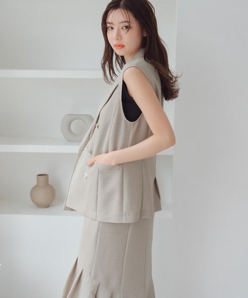 新品♡MACHATT♡マチャット♡テーラードベスト、ベージュ MISCH MASCH ベスト ジレ 2025春夏新作 麻調メッシュジレ