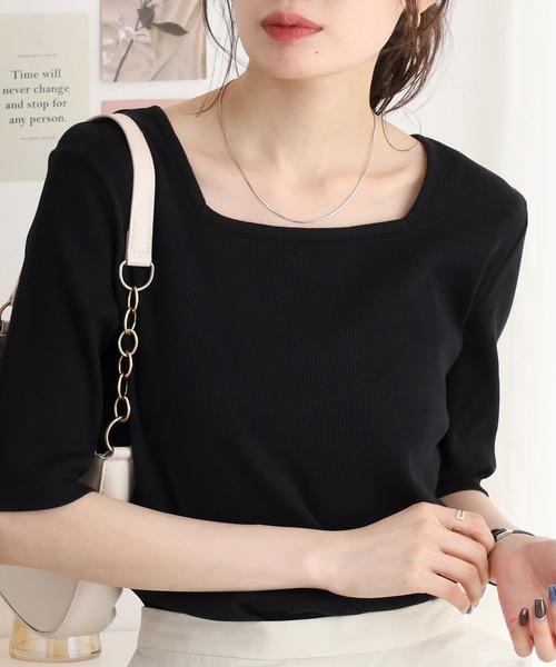 atONE（アットワン） スマホショルダー tシャツ スクエアネック5分袖