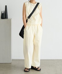 セットアップ ブノースリーブ ラウス タイト パンツ g100 セットアップ レディース 夏 春 Tシャツ ブラウス 袖なし