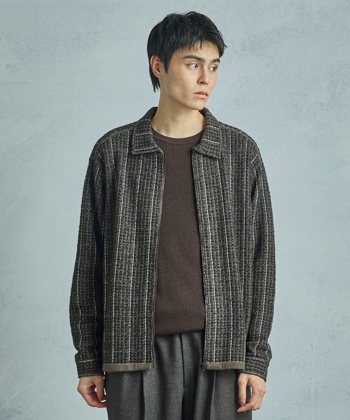 メンズビギ（MEN’S BIGI）/ツイードチェック ニットブルゾン MEN'S BIGI（メンズビギ） ブルゾン アウター ツイードチェック ニット