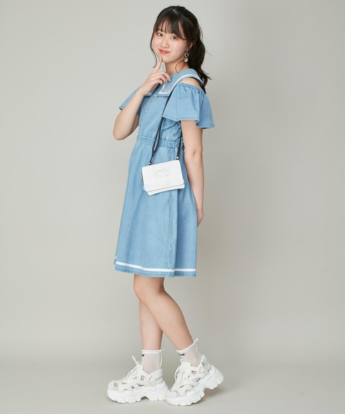 「JENNI love」 「KIDS」半袖ワンピース 160cm ブルー キッズ_画像4