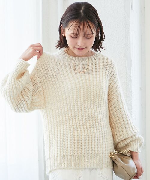 ニット セーター 「WEB限定アイテム」ヘアリーヤーンローゲージニット レディース