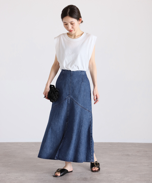 「VERMEIL par iena」 デニムロングスカート 38 ネイビー レディース