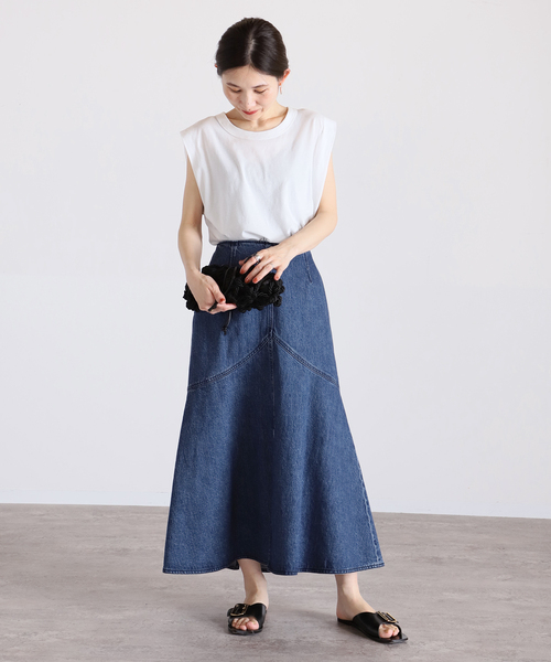 「VERMEIL par iena」 デニムロングスカート 38 ネイビー レディース