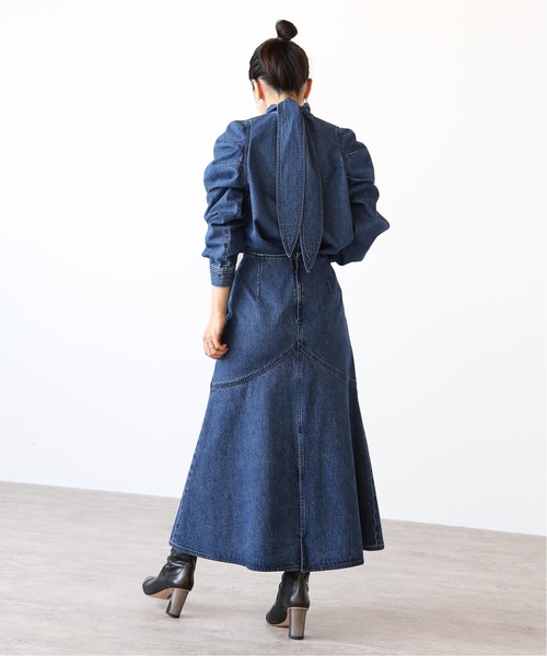 「VERMEIL par iena」 デニムロングスカート 38 ネイビー レディース