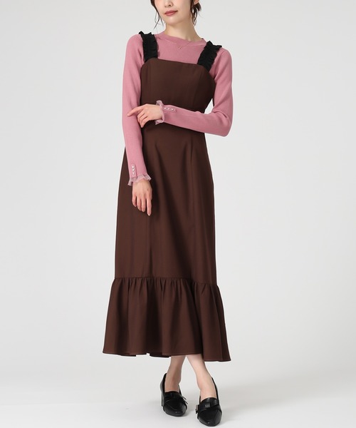 ミッシュマッシュ（MISCH MASCH）/2025秋冬新作 ギャザーショルダーマーメイドジャンスカ MISCH MASCH（ミッシュマッシュ） ジャンパースカート 2025秋冬新作