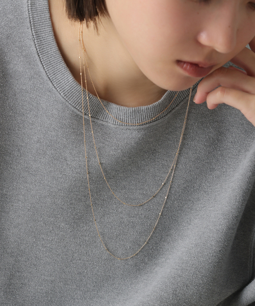 ネックレス グリッターチェーン40cmネックレス K10 レディースの画像