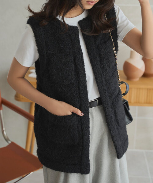 KOBE LETTUCE（神戸レタス） ベスト ジレ シャギーツイードジレ