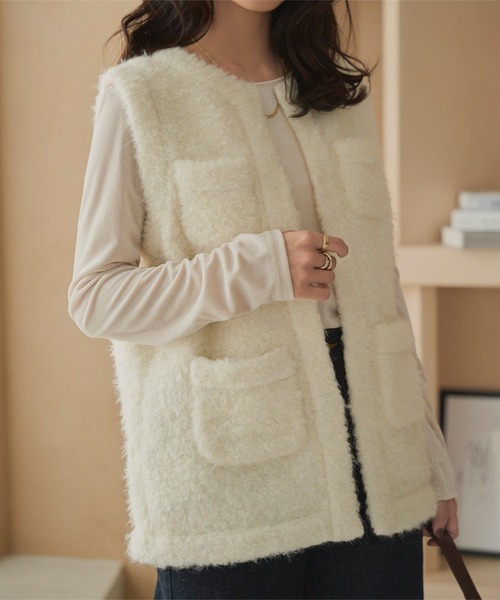 KOBE LETTUCE（神戸レタス） ベスト ジレ シャギーツイードジレ