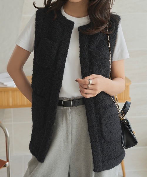 KOBE LETTUCE（神戸レタス） ベスト ジレ シャギーツイードジレ