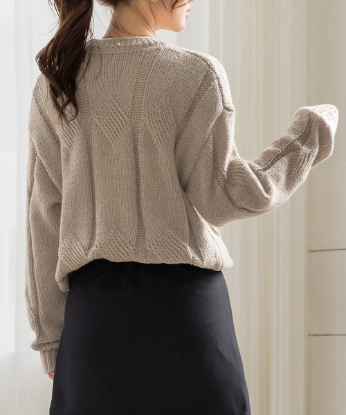 DAY CLOSET ニット セーター 程よい透かし編み。長袖やわらかモヘア
