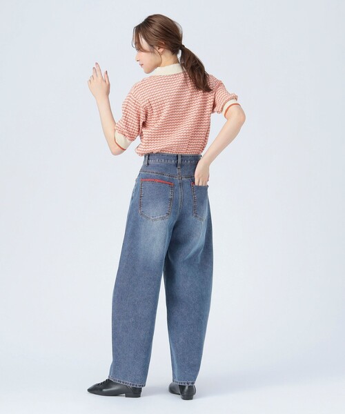 ジーンズ デニム デニムパンツ カラー ダメージ コクーン デニム レディース
