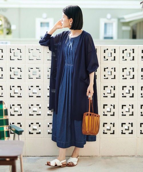 今シーズン　レリアンネイビー コットン ノースリーブチュニック13号➕ ナガイレーベン レディースチュニック[女性用](A6-LH6212) | ナガイ