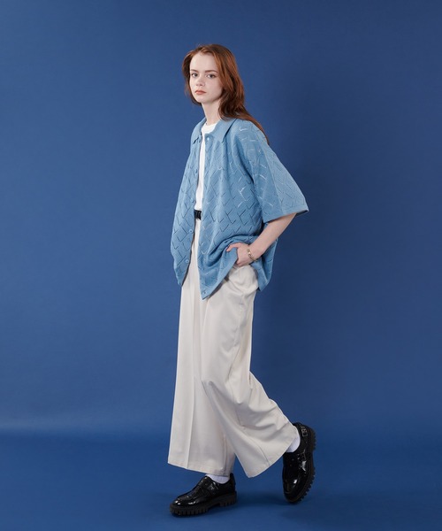 「ONCILY」 半袖ニット LARGE オフホワイト メンズ_画像3