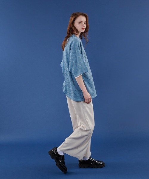 「ONCILY」 半袖ニット LARGE オフホワイト メンズ_画像5