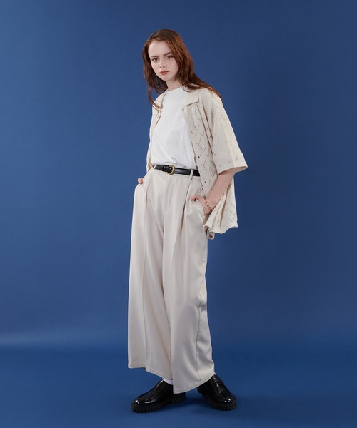 「ONCILY」 半袖ニット LARGE オフホワイト メンズ_画像6