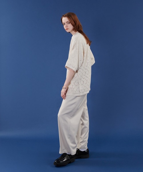 「ONCILY」 半袖ニット LARGE オフホワイト メンズ_画像8