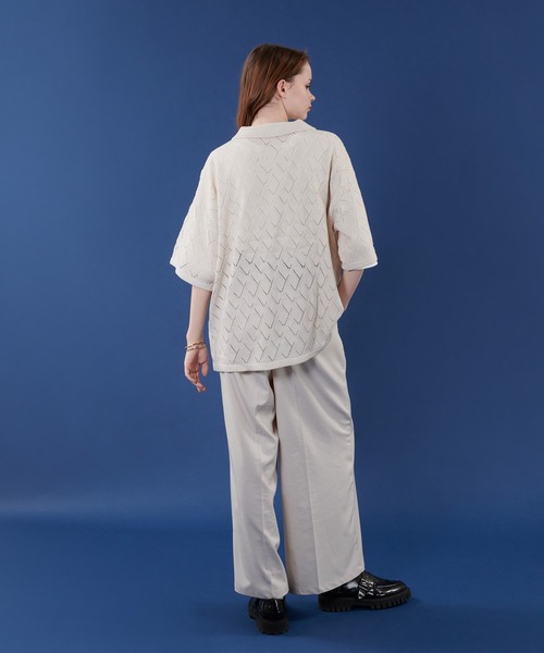 「ONCILY」 半袖ニット LARGE オフホワイト メンズ_画像9