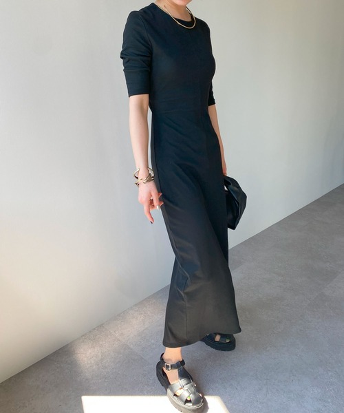 「HANNE」 半袖ワンピース FREE ネイビー レディース_画像5