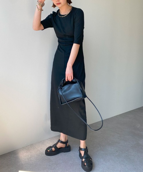 「HANNE」 半袖ワンピース FREE ネイビー レディース_画像6