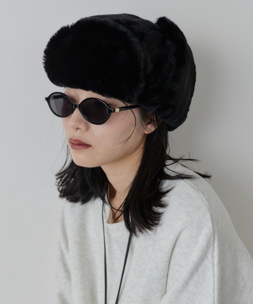 HANNE キャップ 帽子 フェイクファーフライトキャップ レディース