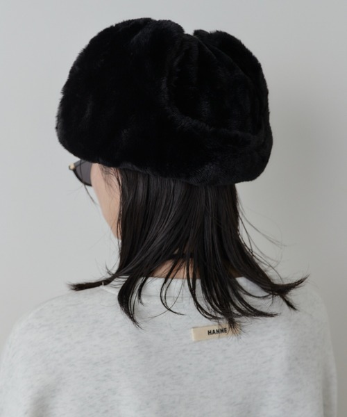 HANNE キャップ 帽子 フェイクファーフライトキャップ レディース