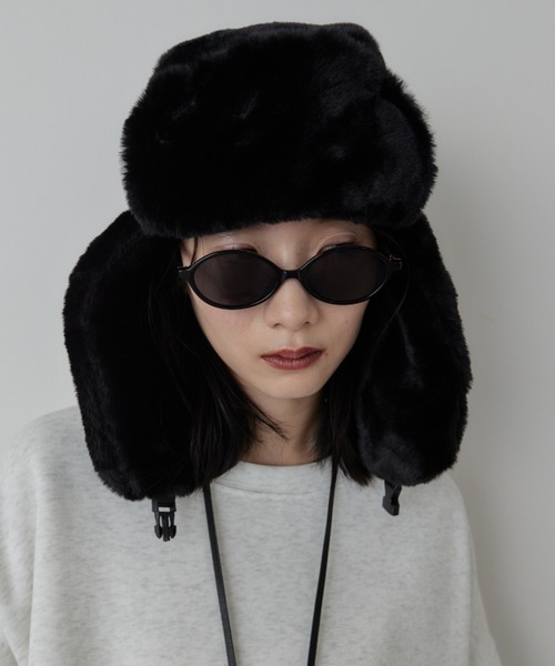 HANNE キャップ 帽子 フェイクファーフライトキャップ レディース