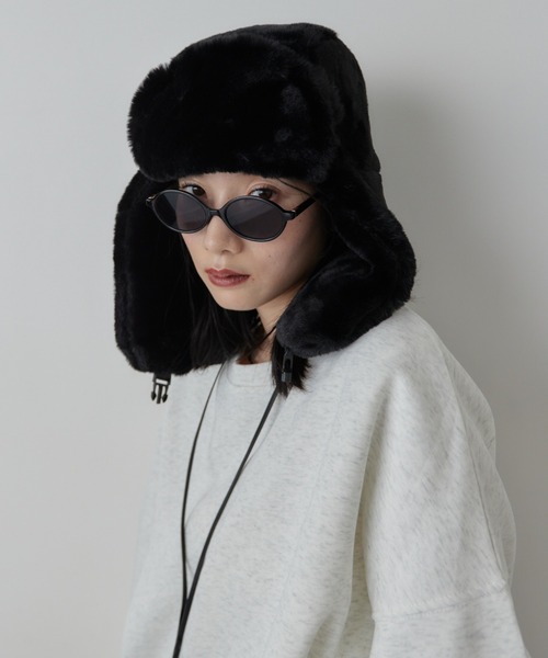 HANNE キャップ 帽子 フェイクファーフライトキャップ レディース
