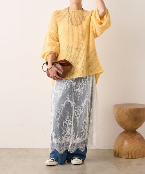 新品未使用タグ付き　シーナリーレーススカート　38サイズ SHENERY（シーナリー） ロングスカート 38 ホワイト レディース