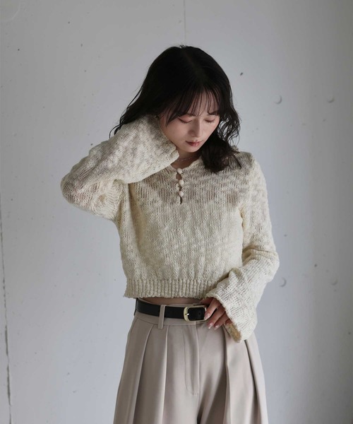 Reurie'(レウリィ) ニット セーター オリジナルパフィーポロニット Reurie'(レウリィ) ニット セーター オリジナルパフィーポロニット